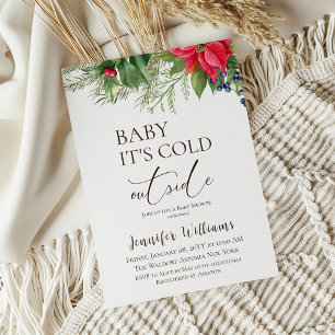 Invitation Bébé son froid dehors Baby shower d'hiver À feuill