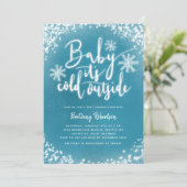 Invitation Bébé son froid dehors Baby shower d'hiver bleu (Debout devant)