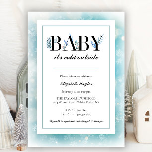 Invitation Bébé son froid dehors Baby shower d'hiver bleu