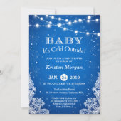 Invitation Bébé son froid dehors Baby shower d'hiver bleu nei (Devant)