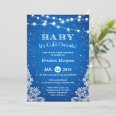 Invitation Bébé son froid dehors Baby shower d'hiver bleu nei (Debout devant)