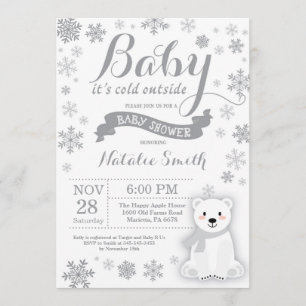 Invitation Bébé son froid dehors Baby shower d'hiver gris