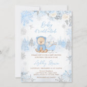 Invitation Bébé son froid dehors Baby shower d'ours bleu (Devant)