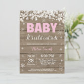 Invitation Bébé son froid dehors Baby shower fille hiver (Debout devant)