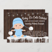 Invitation Bébé son froid dehors Baby shower garçon Invitatio (Devant / Derrière)