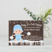Invitation Bébé son froid dehors Baby shower garçon Invitatio (Debout devant)