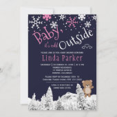 Invitation Bébé son froid dehors boisé hiver fille douche (Devant)