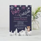 Invitation Bébé son froid dehors boisé hiver fille douche (Debout devant)