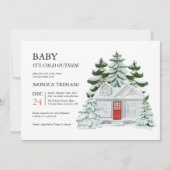 Invitation Bébé son froid dehors Douche de Noël d'hiver cosy (Devant)