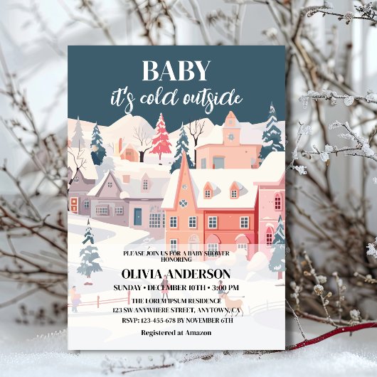 Invitation Bébé son froid dehors garçon baby shower d'hiver