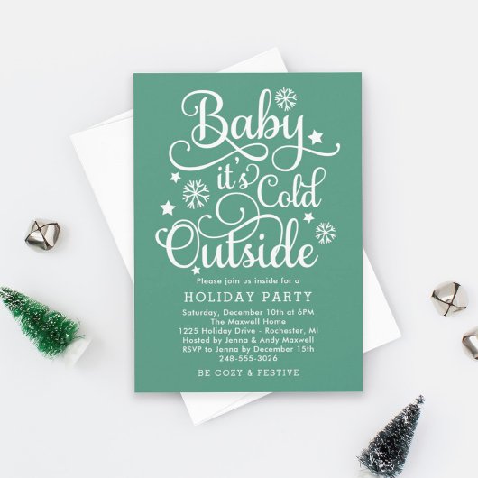 Invitation Bébé son froid dehors Green Holiday Party