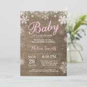 Invitation Bébé son froid dehors Hiver Baby shower fille rose (Debout devant)