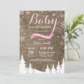 Invitation Bébé son froid dehors Hiver Baby shower fille rose (Debout devant)