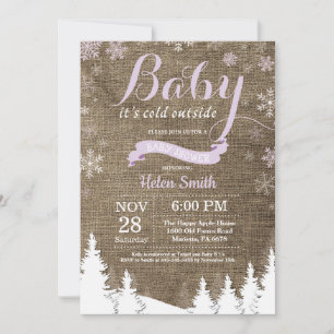 Invitation Bébé son froid dehors Hiver Baby shower pourpre