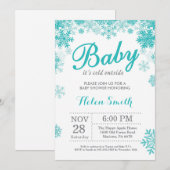Invitation Bébé son froid dehors Hiver Baby shower pourpre (Devant / Derrière)