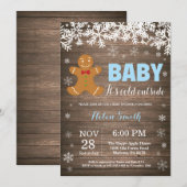 Invitation Bébé son froid dehors pain d'épices Baby shower ho (Devant / Derrière)