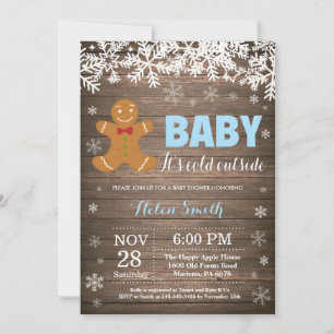 Invitation Bébé son froid dehors pain d'épices Baby shower ho