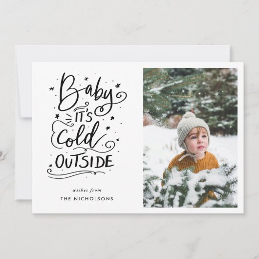 Invitation Bébé son froid dehors photo manuscrite Script (Devant)