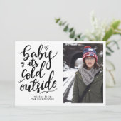 Invitation Bébé son froid dehors photo manuscrite Script (Debout devant)