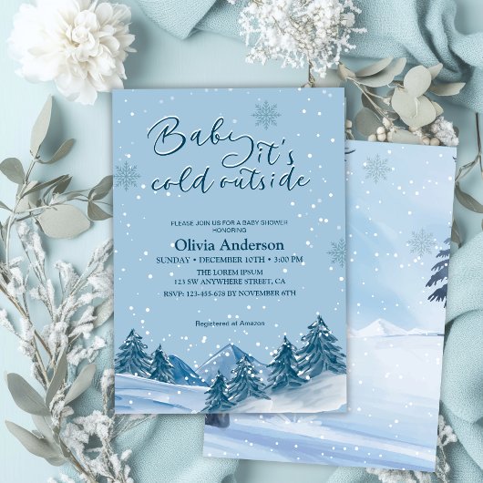 Invitation Bébé son froid en dehors du baby shower de flocon 