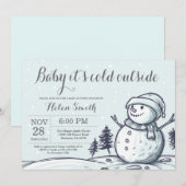 Invitation Bébé son froid en dehors du Baby shower de neige d (Devant / Derrière)