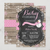 Invitation Bébé son froid en dehors du Baby shower de neigeus (Devant / Derrière)