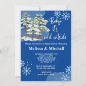 Invitation Bébé son froid en dehors du flocon bleu royal (Devant)