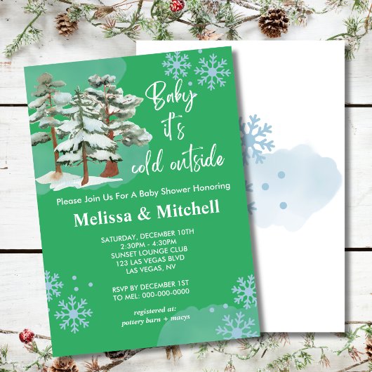 Invitation Bébé son froid en dehors du flocon vert