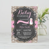Invitation Bébé son froid extérieur Penguin Baby shower fille (Debout devant)