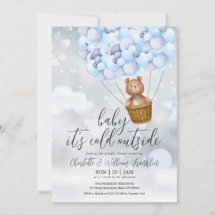 Invitation Bébé son ours en peluche froide Baby shower garçon
