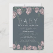 Invitation Bébé Son Pin Rose Froid Baby shower Marine (Devant)