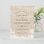 Invitation Bébé souffle et des lumières à cordes Mariage rust (Debout devant)