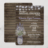 Invitation Bébé souffle et Lavande Fête des mariées rustique (Devant / Derrière)