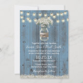 Invitation Bébé souffle Floral Dusty Blue Rustic Mariage (Devant)