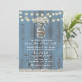 Invitation Bébé souffle Floral Dusty Blue Rustic Mariage (Debout devant)