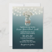 Invitation Bébé souffle Floral Jar Élégant Mariage Turquoise (Devant)