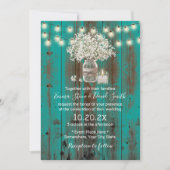Invitation Bébé souffle floral jarre rustique Turquoise Maria (Devant)