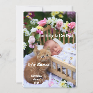 Invitation Bébé souriant joyeux & ambiance de chaton heureux