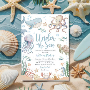 Invitation Bébé sous l'océan Fête de naissance d'animaux mari