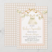 Invitation Bébé Sprinkle Beige Gingham Linge à Laver Daisy (Devant / Derrière)