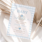 Invitation Bébé Sprinkle Bleu En vichy Citrouille blanc