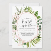 Invitation Bébé Sprinkle Douche Eucalyptus Vert géométrique (Devant)