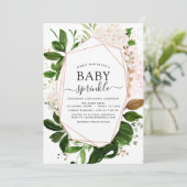 Invitation Bébé Sprinkle Douche Verdure Botanique Géométrique (Debout devant)