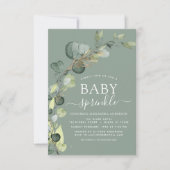 Invitation Bébé Sprinkle Douche Verdure Eucalyptus Green Inv (Devant)