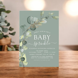 Invitation Bébé Sprinkle Douche Verdure Eucalyptus Green Inv