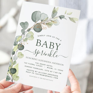 Invitation Bébé Sprinkle Douche Verdure Eucalyptus Succulent