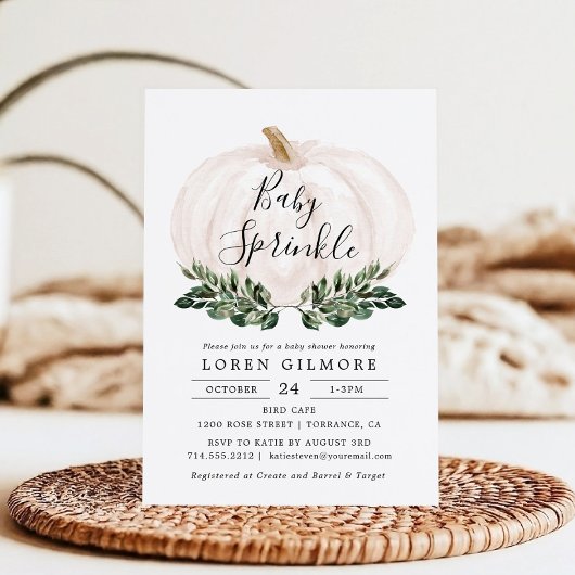 Invitation Bébé Sprinkle Fall Baby shower Citrouille