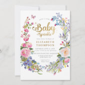 Invitation Bébé Sprinkle Fleurs sauvages Baby shower lunaire (Devant)