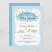 Invitation Bébé Sprinkle Garçon Douche bleu Parapluie Invitat (Devant / Derrière)