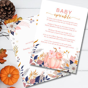 Invitation Bébé sprinkle petite citrouille rose